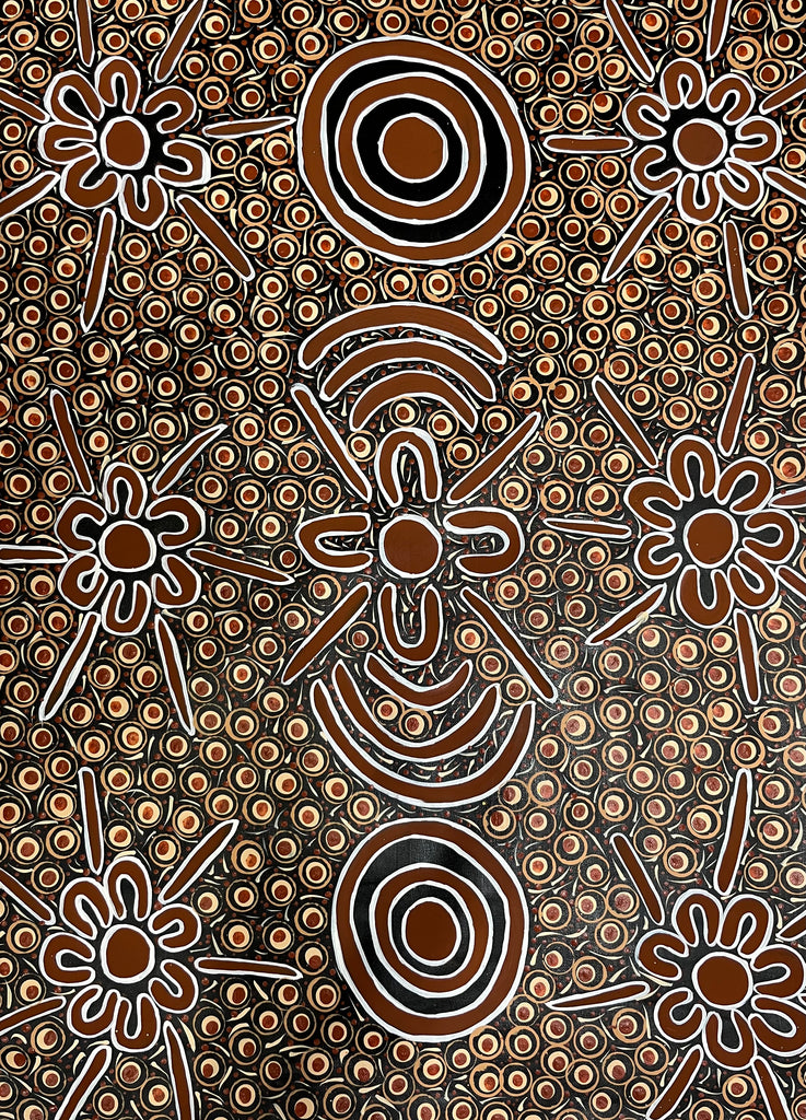 #73 Elders teaching Children (Earth) - TREPHINA SULTAN THANGUWA: 70cm x 96cm