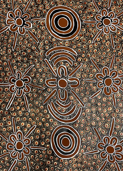 #73 Elders teaching Children (Earth) - TREPHINA SULTAN THANGUWA: 70cm x 96cm