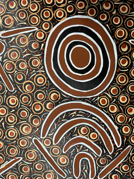 #73 Elders teaching Children (Earth) - TREPHINA SULTAN THANGUWA: 70cm x 96cm