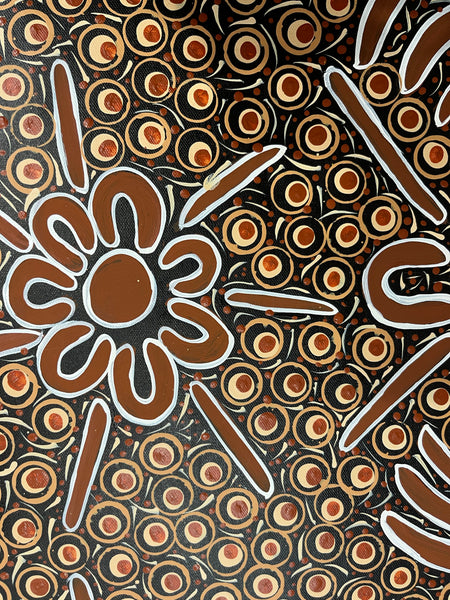 #73 Elders teaching Children (Earth) - TREPHINA SULTAN THANGUWA: 70cm x 96cm