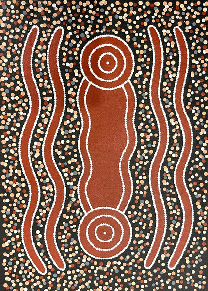 #294 Carpet Snake Dreaming (Earth) - JONATHAN HOCKLEY Aboriginal Art: 36cm x 50cm