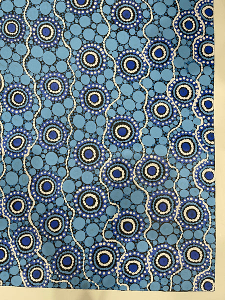 #56Sacred Water (Blues) - TREPHINA SULTAN THANGUWA : 89x151cm