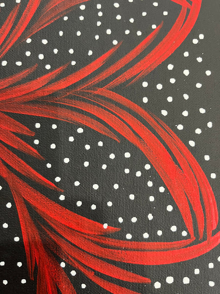 #241 Bush Medicine Leaves & Seeds (Crimson) - SELINA NUMINA Aboriginal Art:  35cm x 50cm