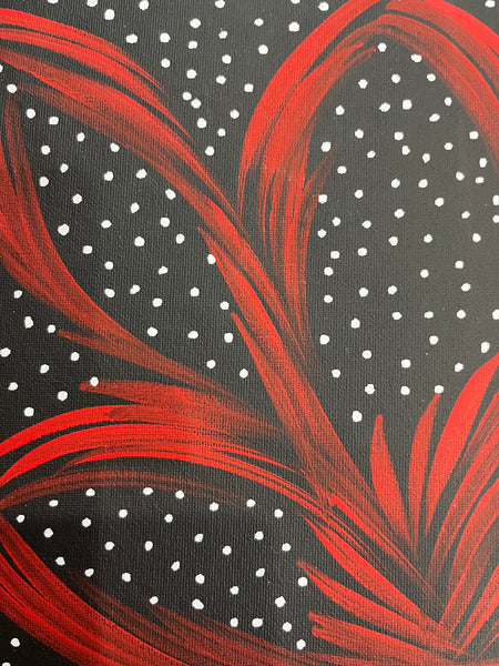#241 Bush Medicine Leaves & Seeds (Crimson) - SELINA NUMINA Aboriginal Art:  35cm x 50cm