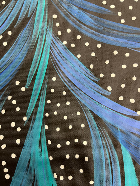 #348 Bush Medicine Leaves & Seeds (Blues) - SELINA NUMINA Aboriginal Art:  35cm x 50cm