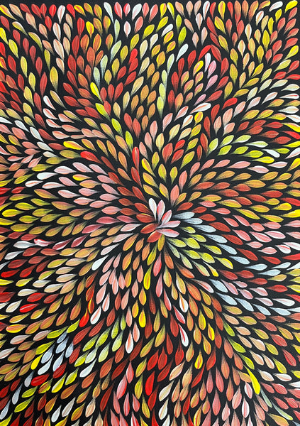 #126 Bush Medicine Leaves (Sunset) - SHARON TURNER Aboriginal Art:  38cm x 53cm
