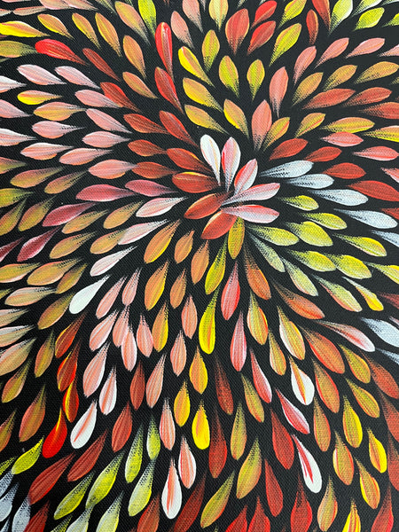 #126 Bush Medicine Leaves (Sunset) - SHARON TURNER Aboriginal Art:  38cm x 53cm