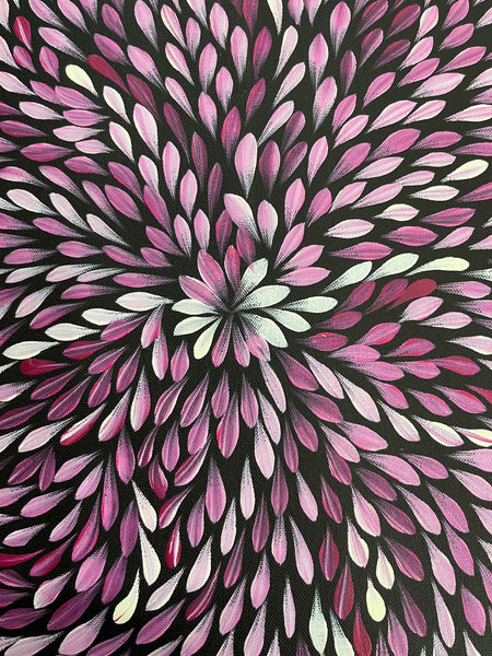 #179 Bush Medicine Leaves (Plum) - SHARON TURNER Aboriginal Art:  38cm x 53cm