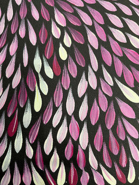 #179 Bush Medicine Leaves (Plum) - SHARON TURNER Aboriginal Art:  38cm x 53cm