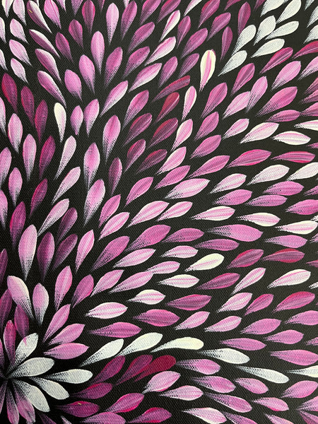 #179 Bush Medicine Leaves (Plum) - SHARON TURNER Aboriginal Art:  38cm x 53cm