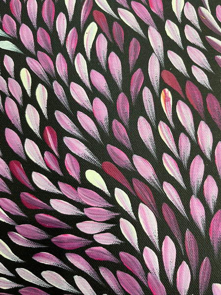 #179 Bush Medicine Leaves (Plum) - SHARON TURNER Aboriginal Art:  38cm x 53cm