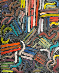 #209 Women's Body Design (Multi) - LOUISE NUMINA Aboriginal Art:  76cm x 96cm