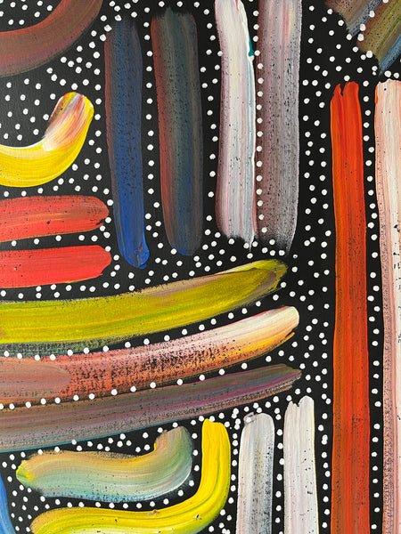 #209 Women's Body Design (Multi) - LOUISE NUMINA Aboriginal Art:  76cm x 96cm