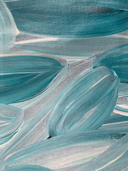 #146 Bush Medicine Leaves (Aqua/Blue) - JACINDA HAYES: Aboriginal Art: 143x88cm