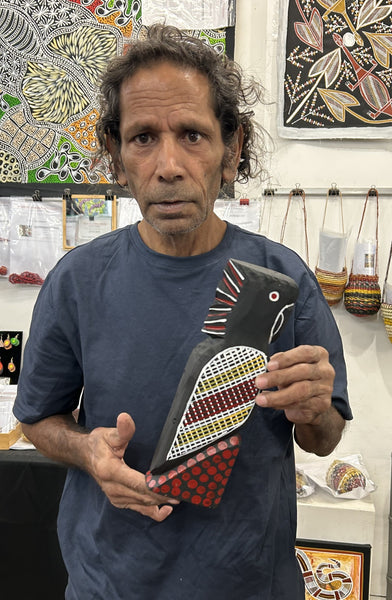 #279 Black Cockatoo Carving - KENNY REID: Aboriginal Art: 29 x 9 x 5cm
