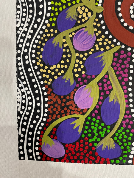 #226 Women Collecting Bush Plums (Multi) - LOUISE NUMINA : Aboriginal Art: 31x41cm