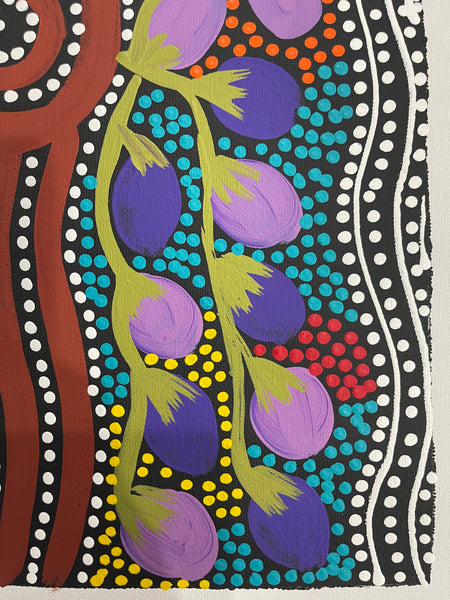 #226 Women Collecting Bush Plums (Multi) - LOUISE NUMINA : Aboriginal Art: 31x41cm