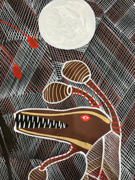 #345 Mimi Spirits & Rainbow Serpent - EDDIE BLITNER Aboriginal Art:  70cm x 155cm