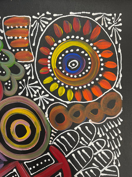 #267 My Dreamtime Stories (Multi)- LOUISE NUMINA : Aboriginal Art: 31x41cm