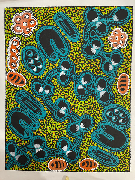 #250 My Country Women Collecting Bush Tucker - LANITA NUMINA : Aboriginal Art: 33x43cm