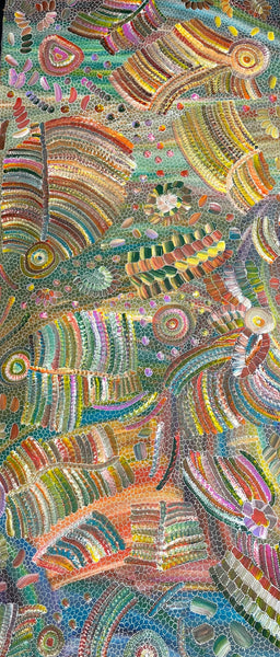 #Yam Seed Dreaming - JEDDA PURVIS KNGWARREYE Aboriginal Art:  90cm x 200cm