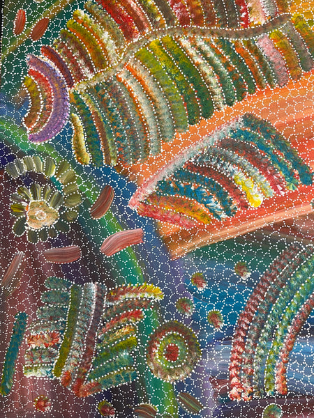 #Yam Seed Dreaming - JEDDA PURVIS KNGWARREYE Aboriginal Art:  90cm x 200cm