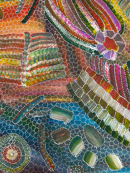 #Yam Seed Dreaming - JEDDA PURVIS KNGWARREYE Aboriginal Art:  90cm x 200cm