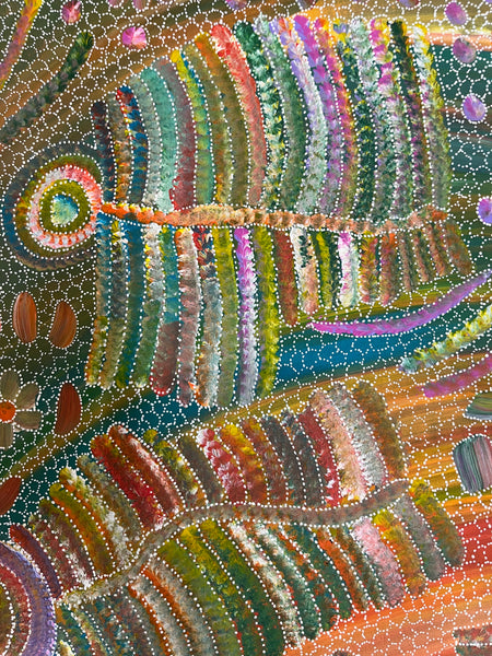 #Yam Seed Dreaming - JEDDA PURVIS KNGWARREYE Aboriginal Art:  90cm x 200cm
