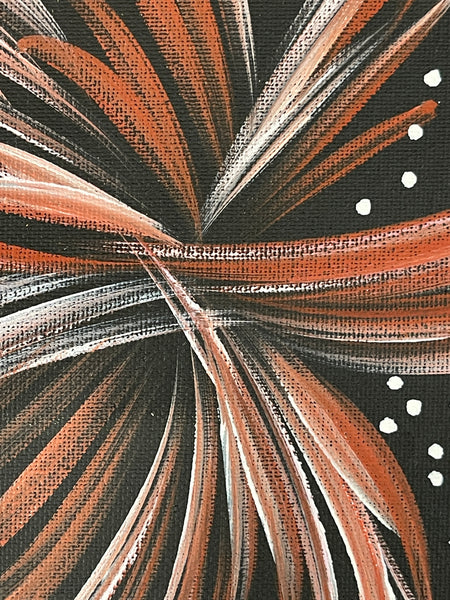 #135 Bush Medicine Leaves & Seeds (red/white) - SELINA NUMINA : Aboriginal Art: 35x49cm