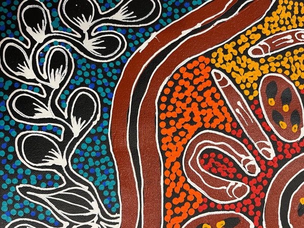 #33 Women Collecting (Multi) - SHARON NUMINA Aboriginal Art: 39cm x 53cm
