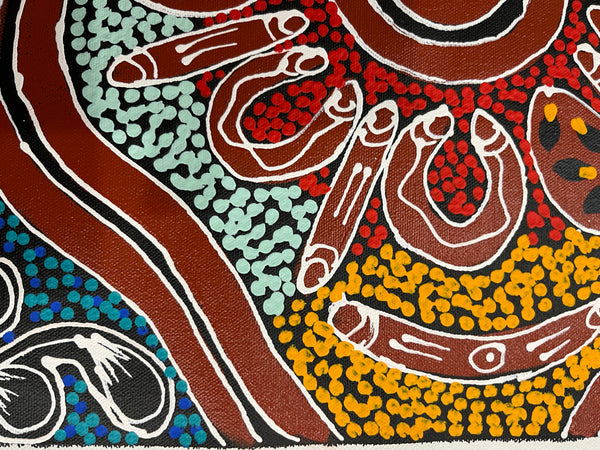 #33 Women Collecting (Multi) - SHARON NUMINA Aboriginal Art: 39cm x 53cm