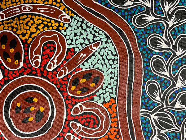 #33 Women Collecting (Multi) - SHARON NUMINA Aboriginal Art: 39cm x 53cm