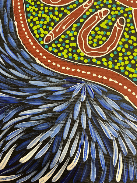 #61 Women Hunting Goanna (Multi) - SHARON NUMINA Aboriginal Art: 39cm x 54cm