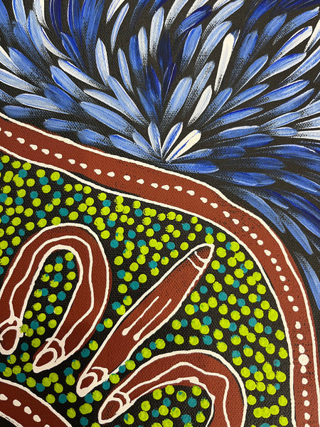 #61 Women Hunting Goanna (Multi) - SHARON NUMINA Aboriginal Art: 39cm x 54cm