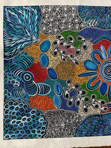 #101 My Country Dreaming (Multi) - SHARON NUMINA : Aboriginal Art: 89x144cm