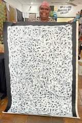 #214 Spinifex Grass (White)- LOUISE NUMINA : Aboriginal Art:  95cm x 135cm