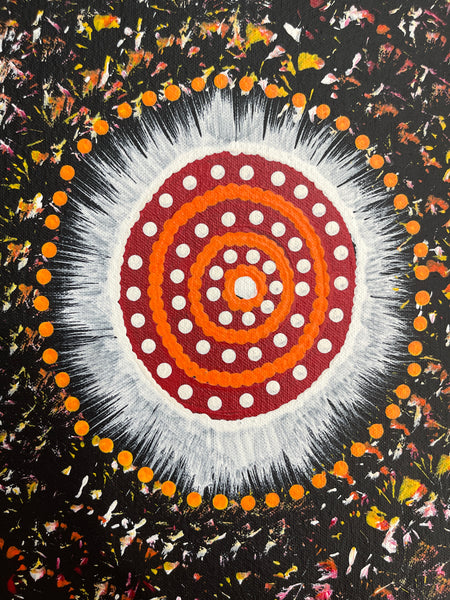 #110 Women looking for Bush Onion (Gold) - SHARON BUTCHER 77x98cm