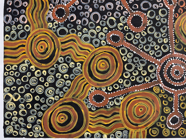 #104 Women Collecting Bush Foods - MEREDITH CURLEY: Aboriginal Art 92x151cm