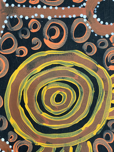 #104 Women Collecting Bush Foods - MEREDITH CURLEY: Aboriginal Art 92x151cm