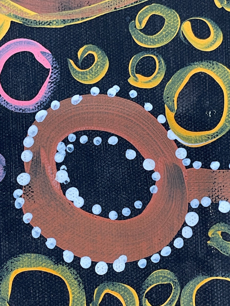 #104 Women Collecting Bush Foods - MEREDITH CURLEY: Aboriginal Art 92x151cm