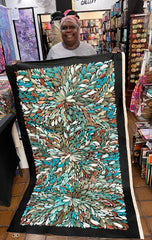 #212 Bush Medicine Leaves  (Kookaburra) - LOUISE NUMINA : Aboriginal Art 92cm x 168cm