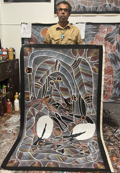 #191 Billabong Dreaming  - EDDIE BLITNER : Aboriginal Art : 94cm x 162cm