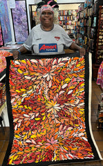 #265 Bush Medicine Leaves  (Sunset) - LOUISE NUMINA : Aboriginal Art 96cm x 136cm