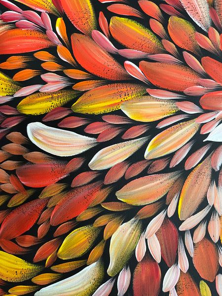 #265 Bush Medicine Leaves  (Sunset) - LOUISE NUMINA : Aboriginal Art 96cm x 136cm