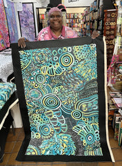 #227 My Dreamtime Stories (Turquoise)- LOUISE NUMINA : Aboriginal Art 88cm x 140cm