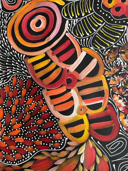 #43 My Dreamtime Stories (Sunset)- LOUISE NUMINA : Aboriginal Art 96cm x 135cm