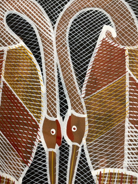 #46 Brolga Dreaming (Earth) - EDDIE BLITNER : Aboriginal Art : 42x33cm