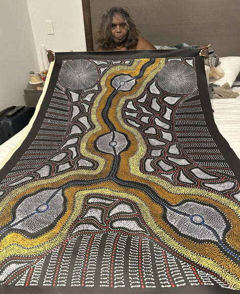 #240 My Country Dreaming (Multi) ANNA PETYARRE: Aboriginal Art: 95cm x 147cm