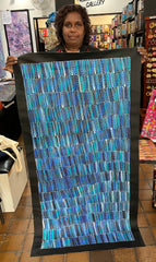 #251 Seeded Bush Yams (Blues) - SELINA NUMINA Aboriginal Art:  69cm x 141cm