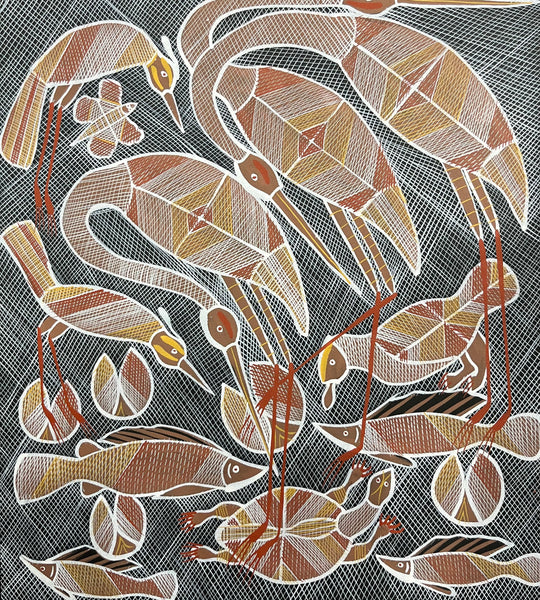 #73  Billabong Dreaming - EDDIE BLITNER Aboriginal Art:  63cm x 71cm